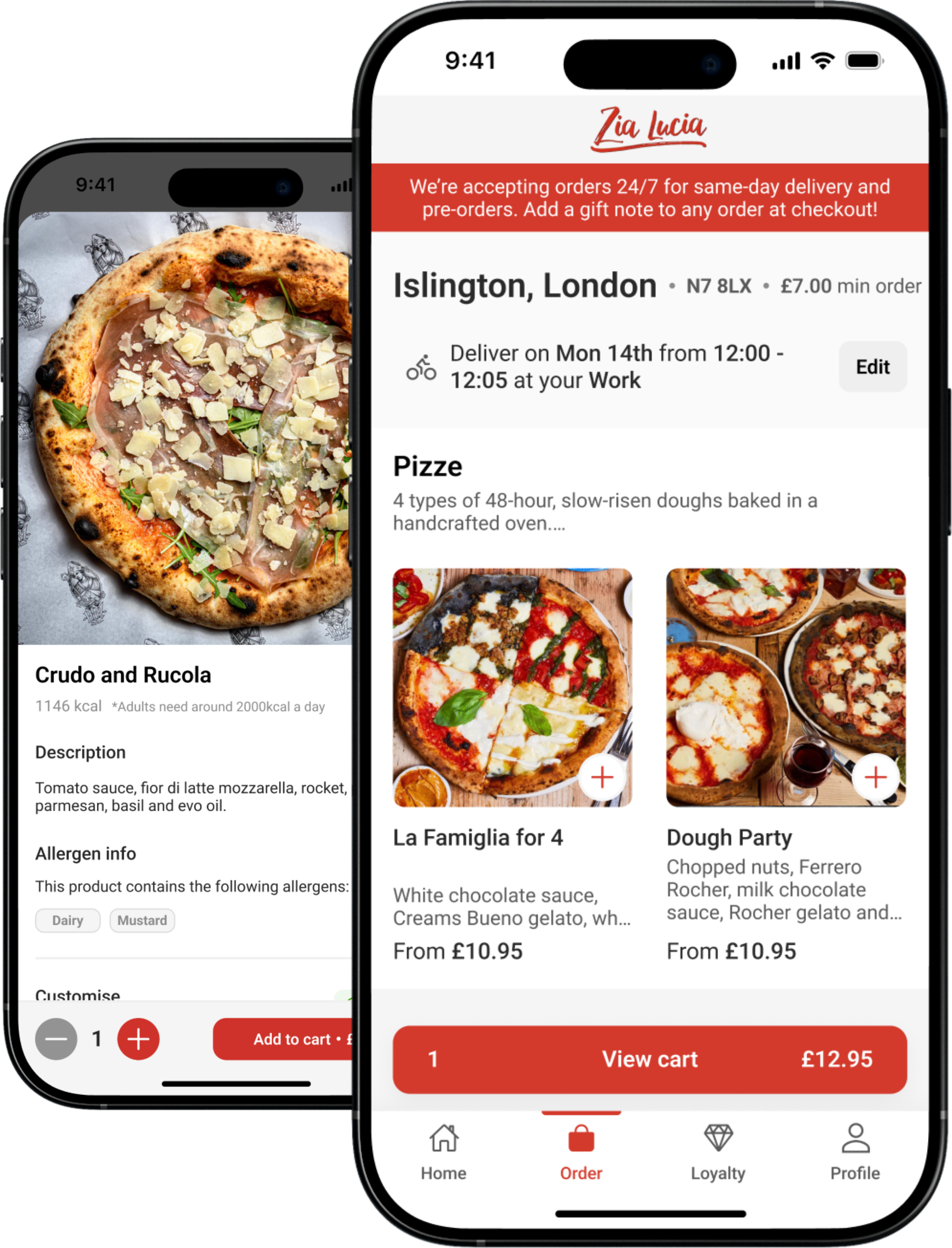 Slerp pizza online ordering & delivery platform — web and app preview