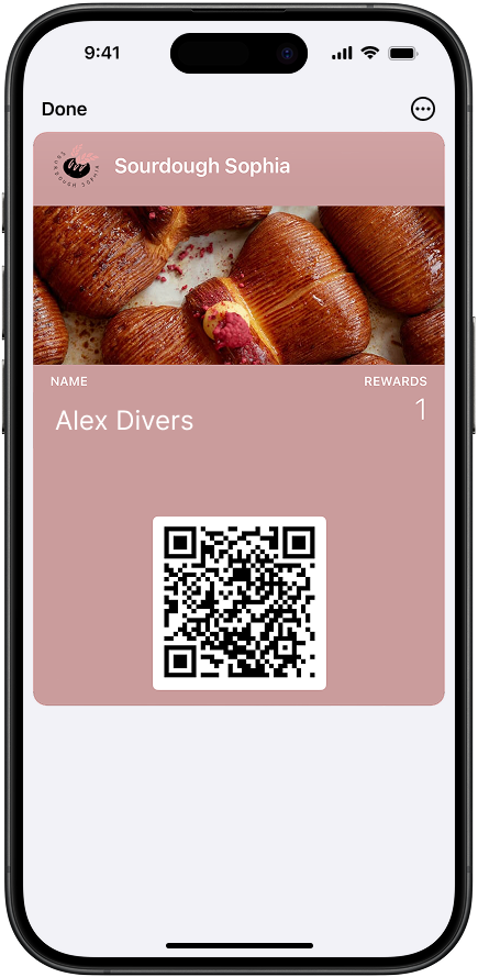 Slerp Wallet Pass loyalty card in a customer's mobile wallet