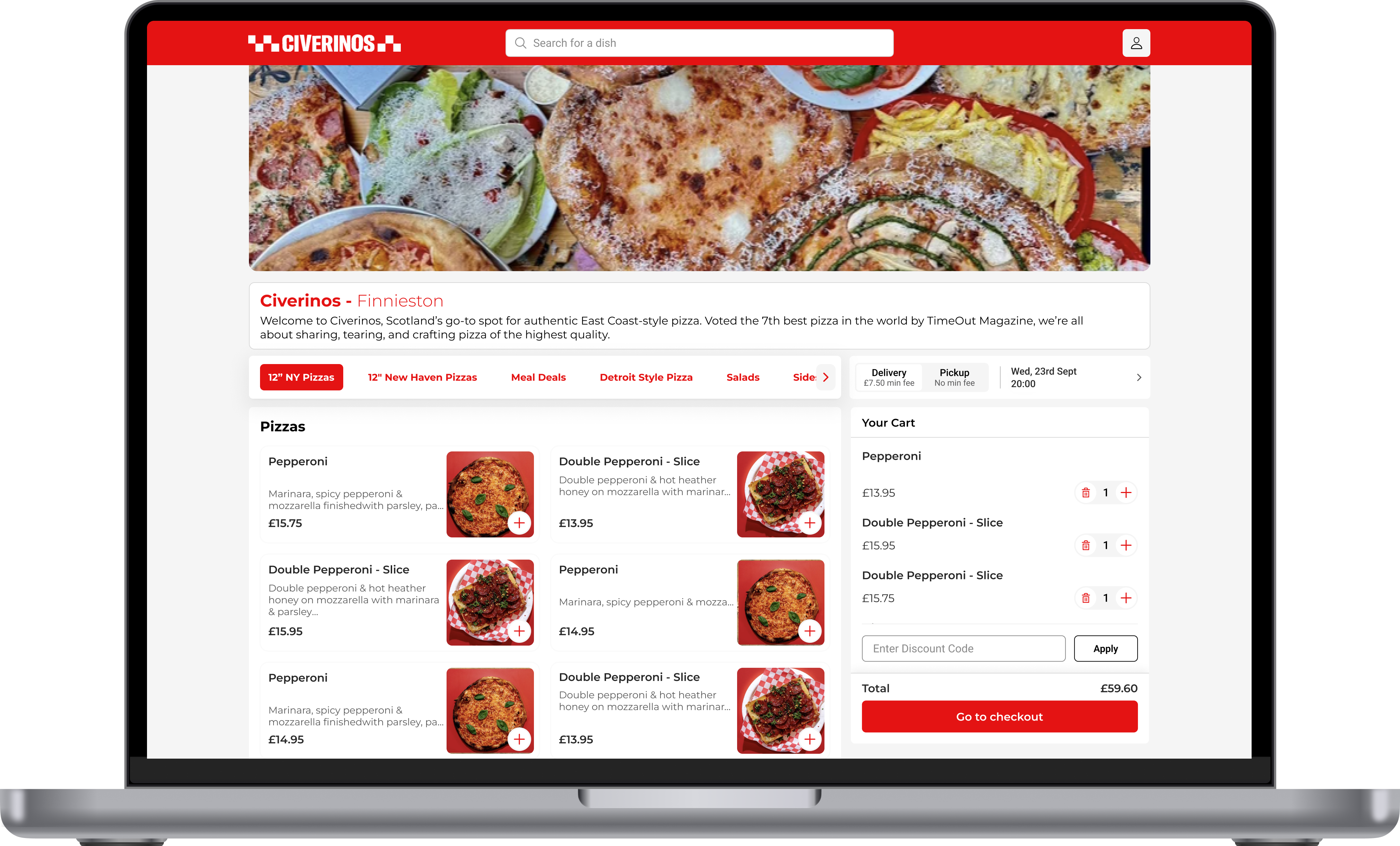 Civerinos direct catering ordering on desktop